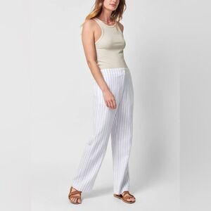 Faherty White and‎ Blue Striped Linen Blend Malibu Pants Sz. XL